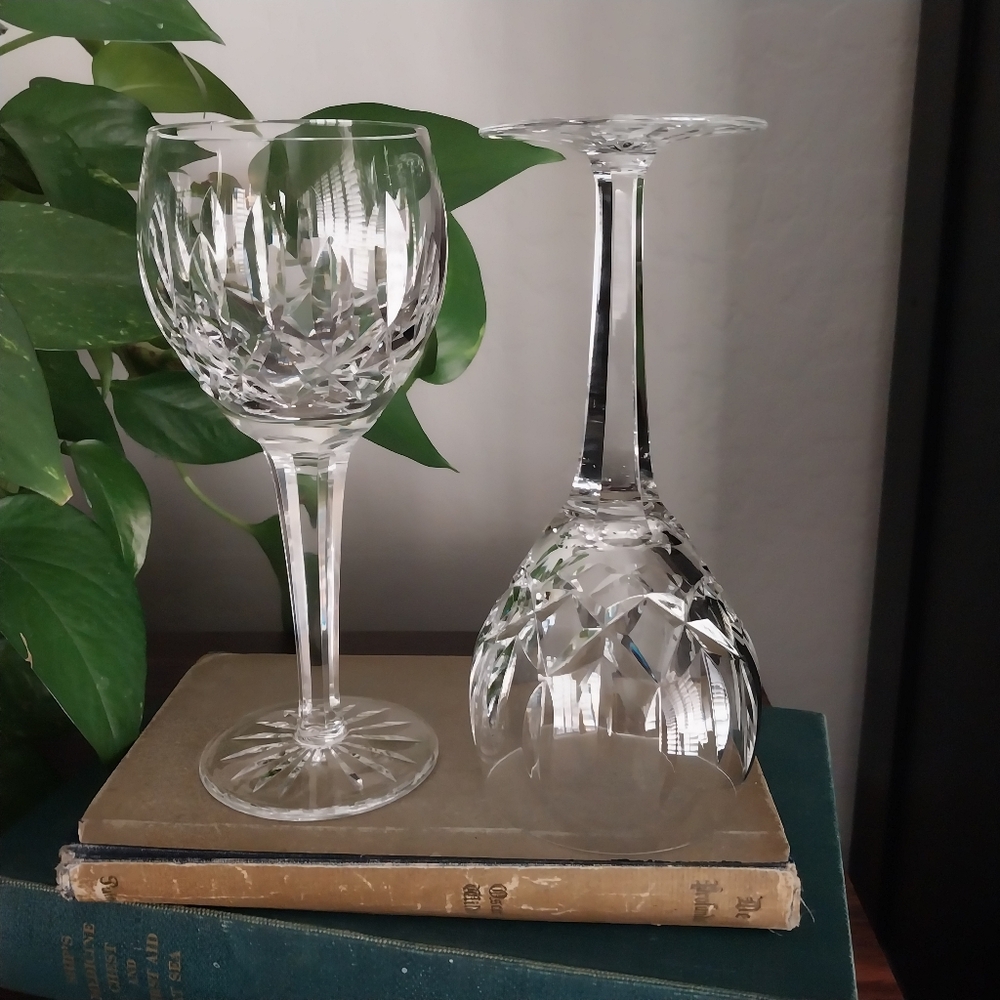 2 Waterford Crystal Lismore Hock Wine Glasses 6 Oz Clear 7" (3)